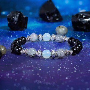 ✨ NWT: Evolve Mala Obsidian & Opalite 'Eclipse' Bracelet ✨